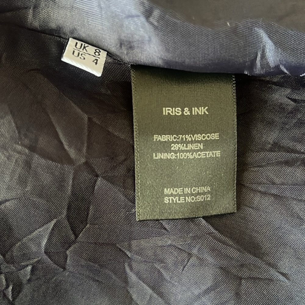 Iris & Ink A Line Waist Tie Navy Blue Women Size 4 - Picture 6 of 7